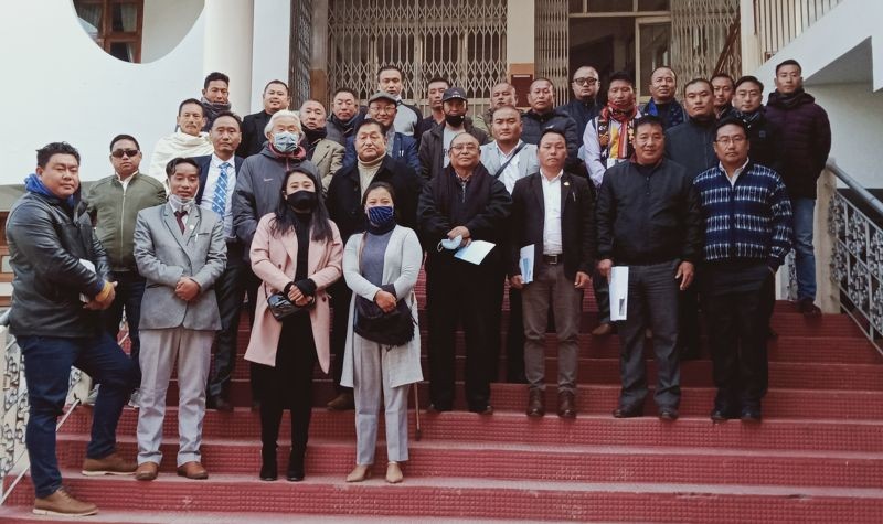 Dignitaries, CWA officials and other frontal organization officials during a consultative meeting on promotion of Naga wrestling in Kohima on January 14. (Morung photo)